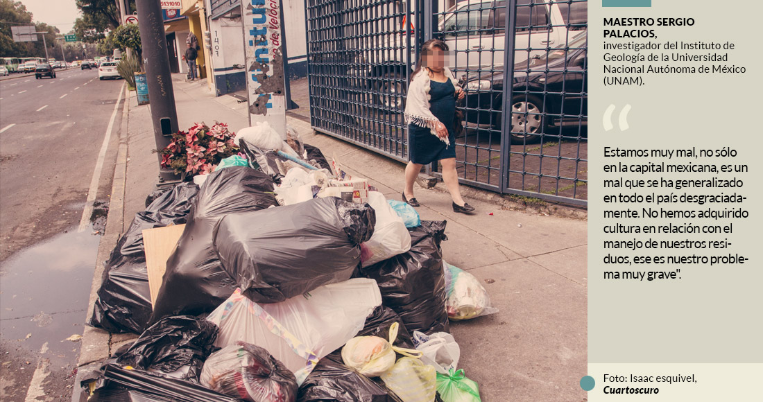 De acuerdo con el Inventario de residuos 2017, cada día de ese año se generaron 12 mil 998 toneladas de basura en la CDMX