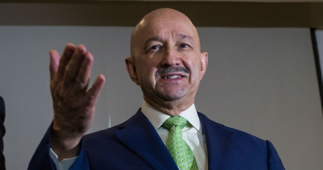 El expresidente Carlos Salinas de Gortari durante la presentación de su libro "Aliados y Adversarios, TLCAN 1998-2017", en el Club de Ingenieros al sur de la Ciudad de México, celebrado el 23 de noviembre de 2017.