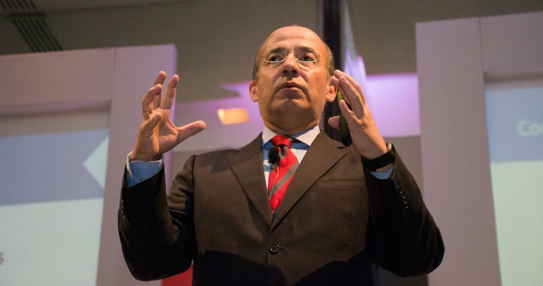 El expresidente Felipe Calderón Hinojosa en una ponencia de 2017.