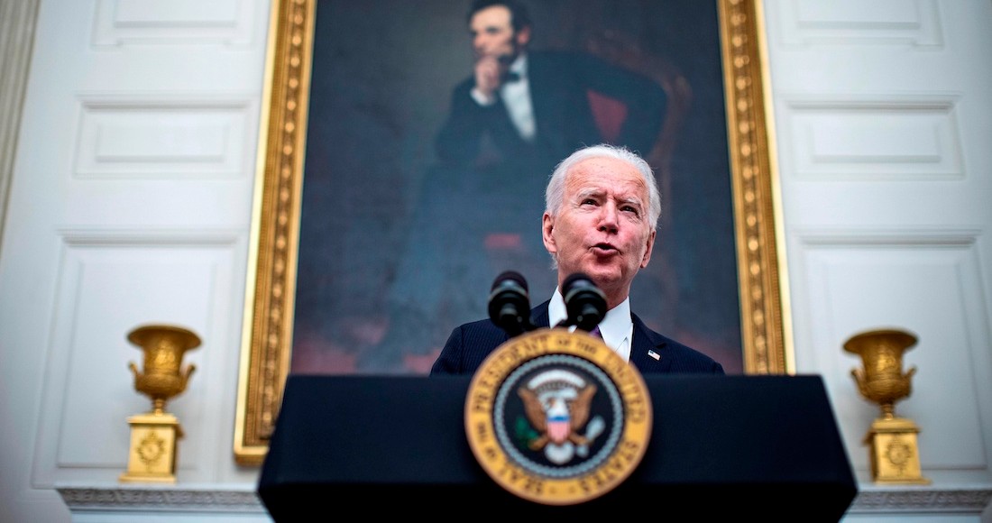 El Presidente de Estados Unidos, Joe Biden, habla sobre la COVID-19 en Washington, DC, Estados Unidos, este 21 de enero de 2021.