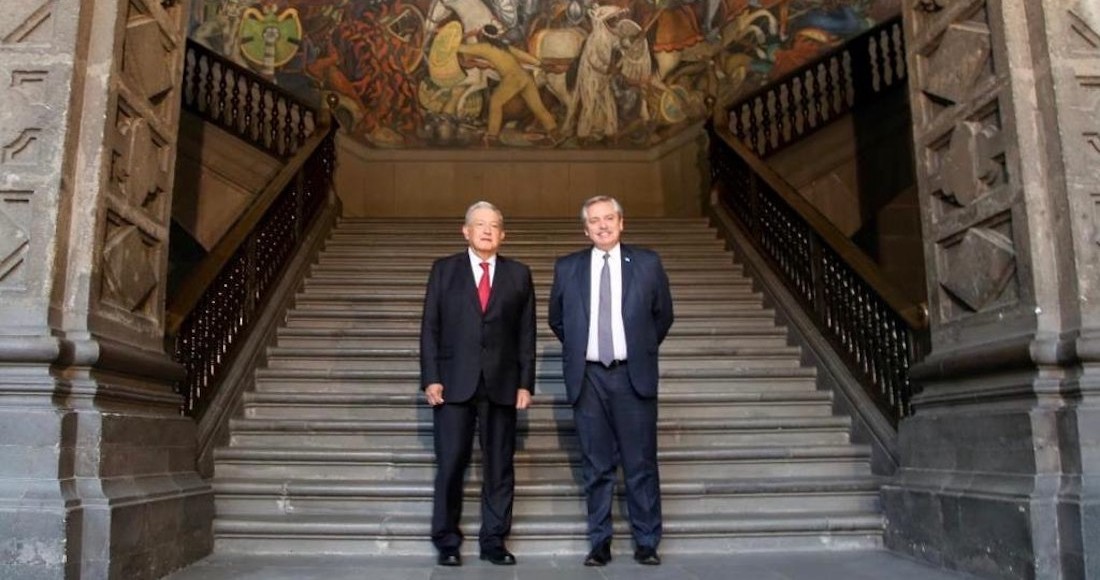 Los presidentes de México y Argentina en Palacio Nacional.