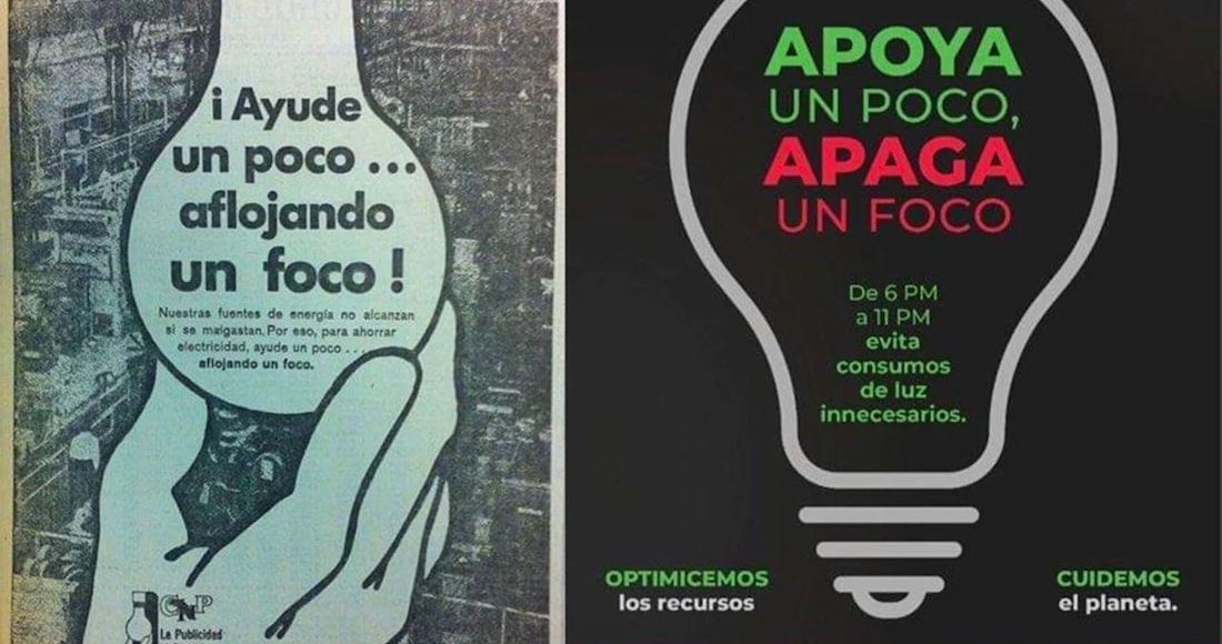 Imágenes difundidas de la campaña “Apoya un poco, apaga un foco”.