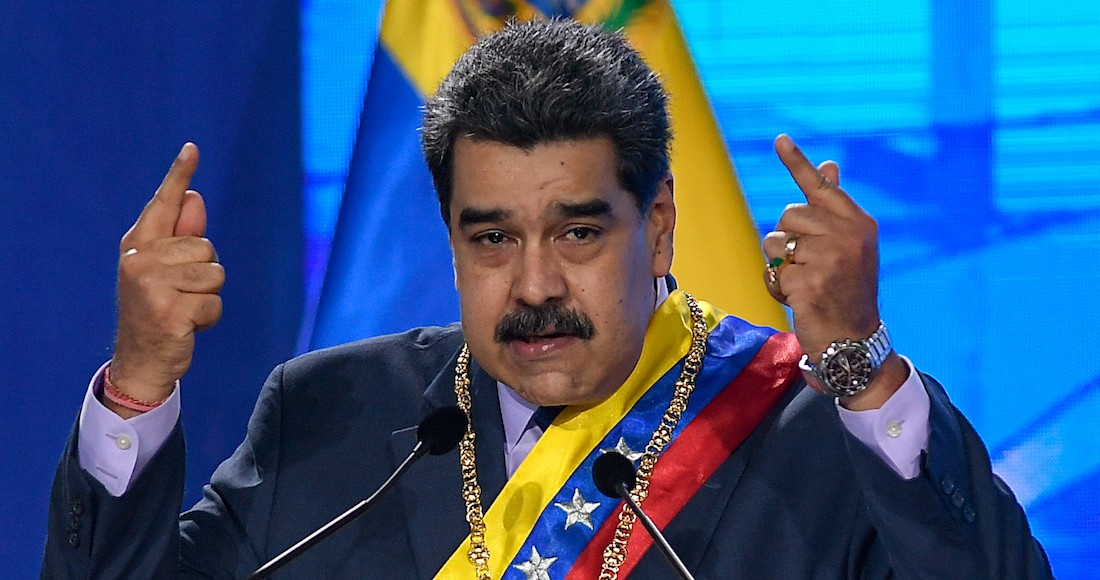 En esta fotografía del 22 de enero de 2021, el Presidente venezolano Nicolás Maduro habla durante una ceremonia en Caracas.