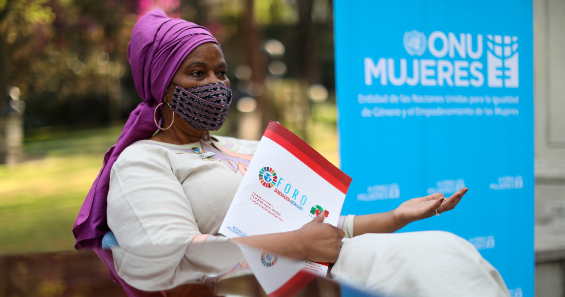 La directora de ONU Mujeres, Phumzile Mlambo-Ngcuka, durante una entrevista con EFE, el 30 de marzo de 2021 en Ciudad de México (México).