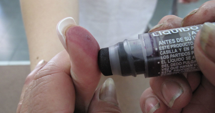 Tinta para votar en las elecciones.