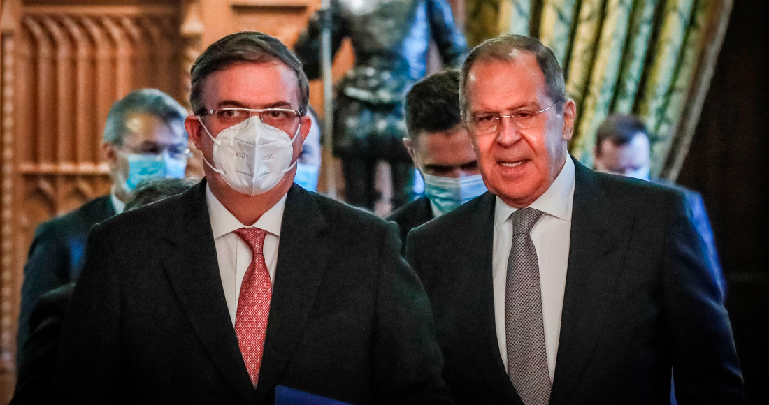 El Secretario De Relaciones Exteriores De México Marcelo Ebrard i Y Su Homólogo Ruso Serguéi Lavrov d Este Miércoles En Moscú