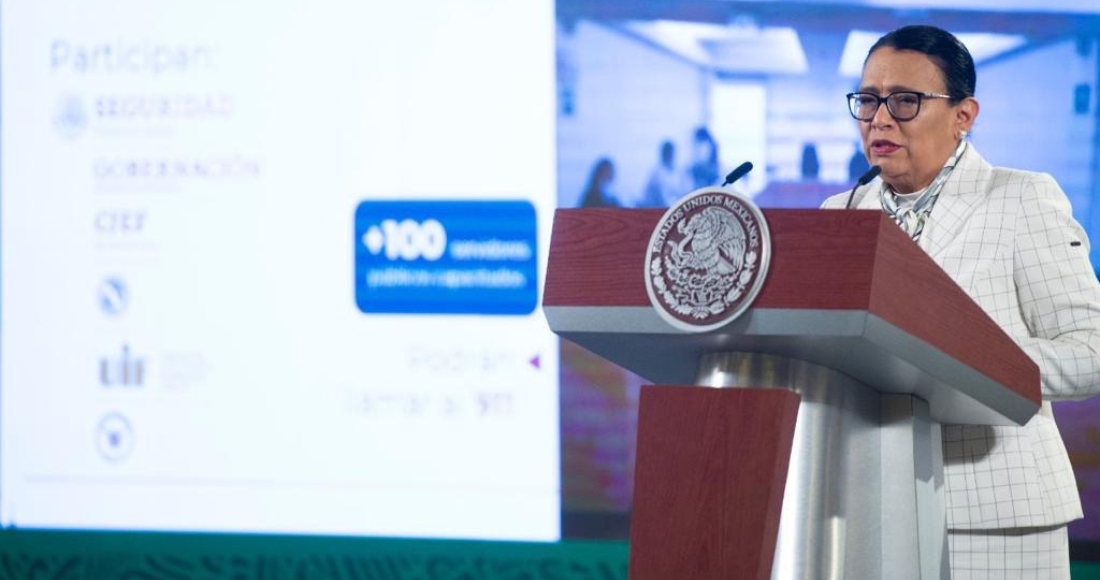 Rosa Icela Rodríguez, Secretaria de Seguridad, en la conferencia del Presidente Andrés Manuel López Obrador.