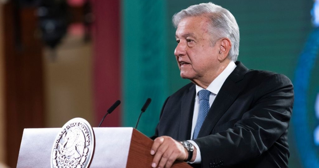 El Presidente Andrés Manuel López Obrador en su conferencia de prensa de este viernes en Palacio Nacional.