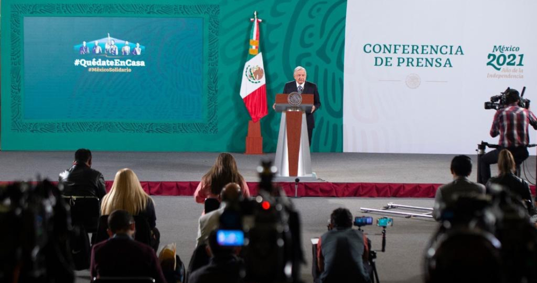 El Presidente Andrés Manuel López Obrador en Palacio Nacional este 5 de mayo de 2021.