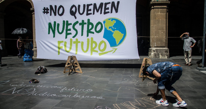 Performance sobre el cambio climático en la Ciudad de México.