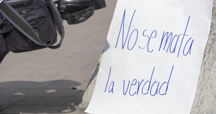 Protesta de periodistas en Nuevo León.