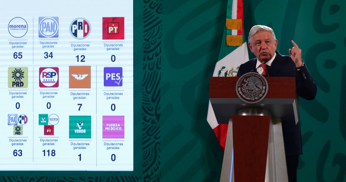 El Presidente de México, Andrés Manuel López Obrador, habla durante una conferencia de prensa matutina en el Palacio Nacional, en Ciudad de México (México).