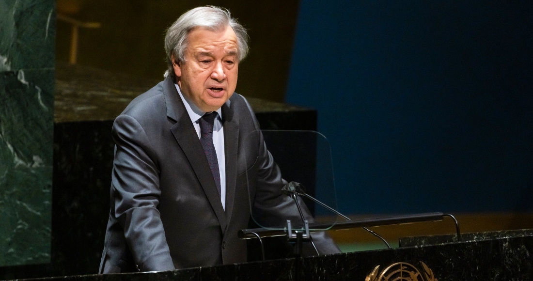 El Secretario General De La Onu António Guterres Habla Durante Una Sesión Especial Sobre Ucrania De La Asamblea General De Las Naciones Unidas En Nueva York eu Este De Febrero De