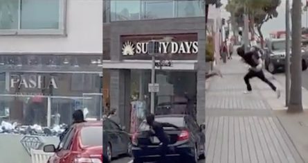 El asalto, captado en video por una persona desde el otro lado de la calle, ocurrió en la joyería Pasha Fine Jewellers localizada en la cuadra 200 de Manhattan Beach Blvd., en el corazón de la exclusiva ciudad costera al sur de Los Ángeles.