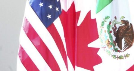 Banderas de Estados Unidos, Canadá y México.