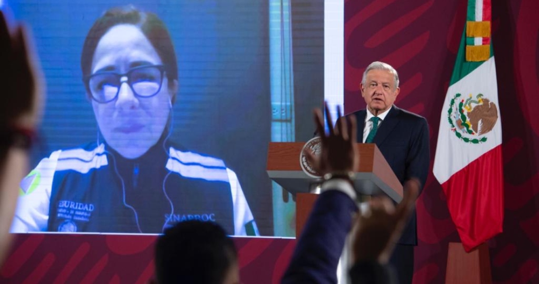 Laura Velázquez Alzúa Titular De La Coordinación Nacional De Protección Civil cnpc Durante Un Enlace Con La Conferencia De Prensa Matutina Del Presidente Andrés Manuel López Obrador