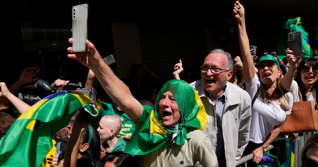 Simpatizantes Del Presidente Brasileño Jair Bolsonaro Asisten a Un Mitin De Campaña En Juiz De Fora En El Estado De Minas Gerais En Brasil El Martes De Agosto De